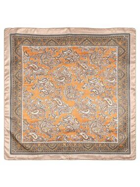 Gold Black Paisley Scarf Western Wild Rag Boho Chic Square Lightweight Retro Sty